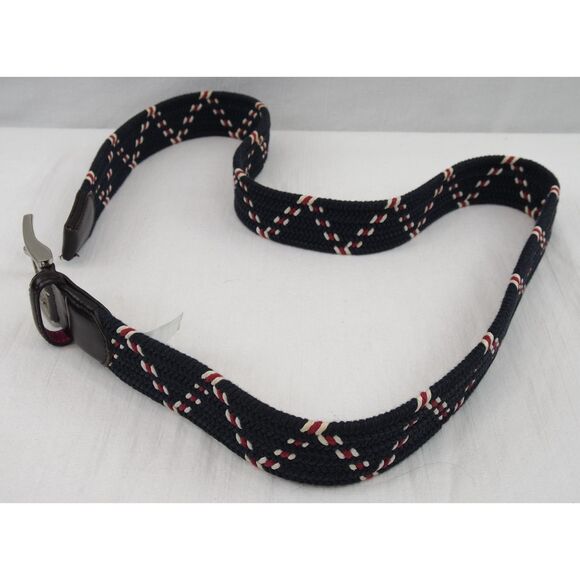 Beltology Double Helix Woven Stretch Belt | Sz M, Navy/White/Red, Leather - Picture 3 of 5